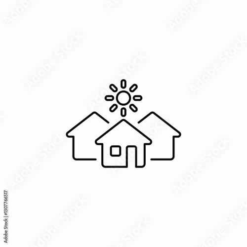 sun housing icon sign vector