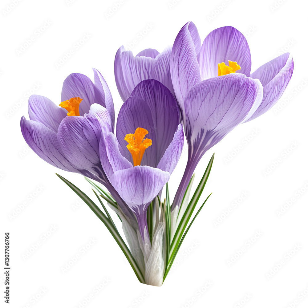 Fototapeta premium Delicate purple crocuses blooming spring flowers nature beauty botany