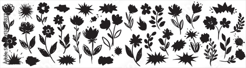 Black and white leopard print background with floral decorative elements