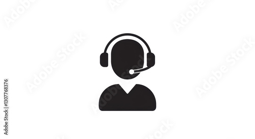 Silhouette Person Wearing Headset Icon for Customer Support Services