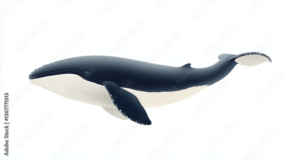 Obraz premium Elegant Whale Illustration: Serene Ocean Life in Minimalist Style