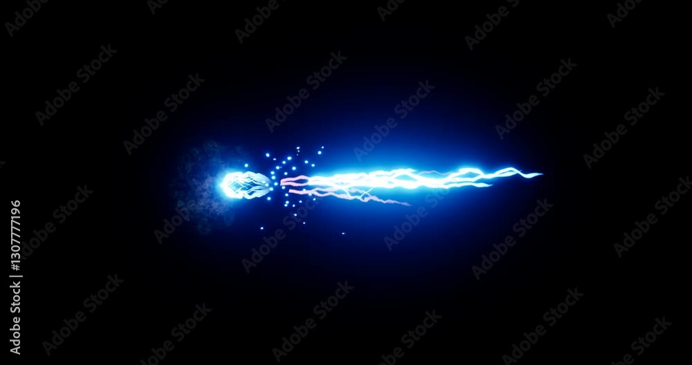 lightning energy shot effect on black background