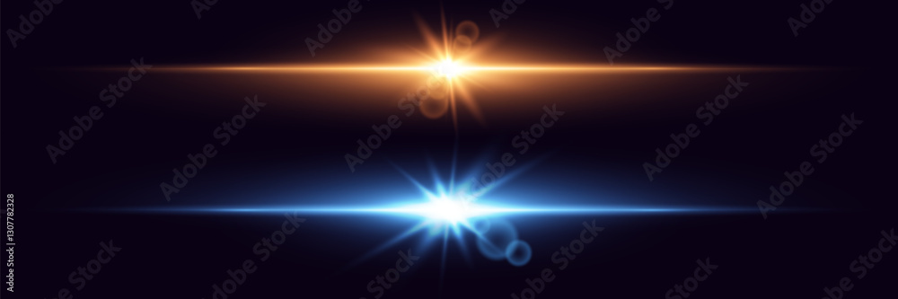 Obraz premium Laser yellow and blue lines, horizontal rice light.EPS 10.