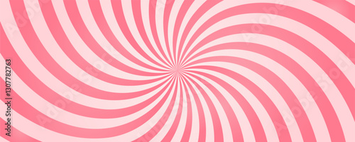 Abstract pink sun rays curve pattern background. Comic banner or backdrop concept. Halftone rays stripes wallpaper for poster, banner, advertising backdrop, cartoon scene.