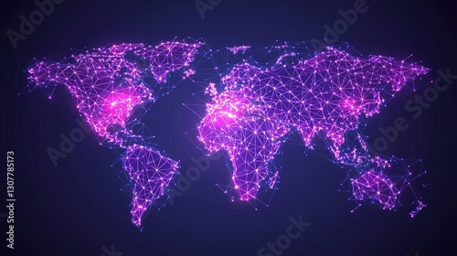 Digital world map visualization global connectivity graphic art futuristic environment aerial view digital concept
