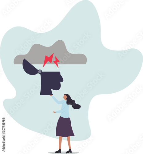 Depression, anger, stressed and anxiety emotion.business concept.flat character.