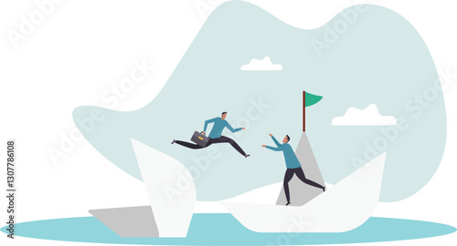 Trusted business partner to help and support in economic crisis or team and partnership to offer solution.business concept.flat character.