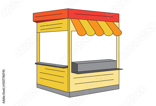 Restaurant Kiosk vectors, A fast-food restaurant specializing in hamburgers, featuring a street shop kiosk for quick service. This vector icon set, designed for web use, showcases isolated kiosk.
