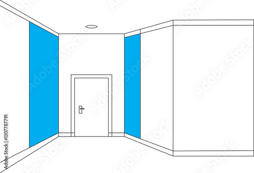 Entrance Hall vectors, Modern urban buildings, including contemporary office centers and city hall structures, are depicted in a sleek, flat design. Minimalist interior elements complement the archite