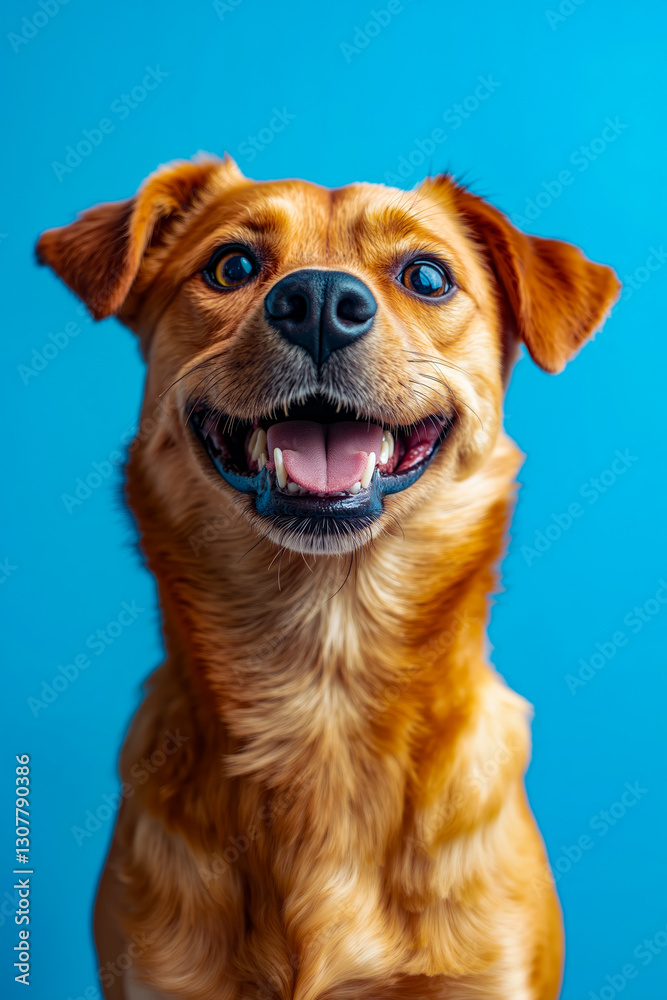 A brown dog with a big smile on his face A brown dog with a big smile on his face