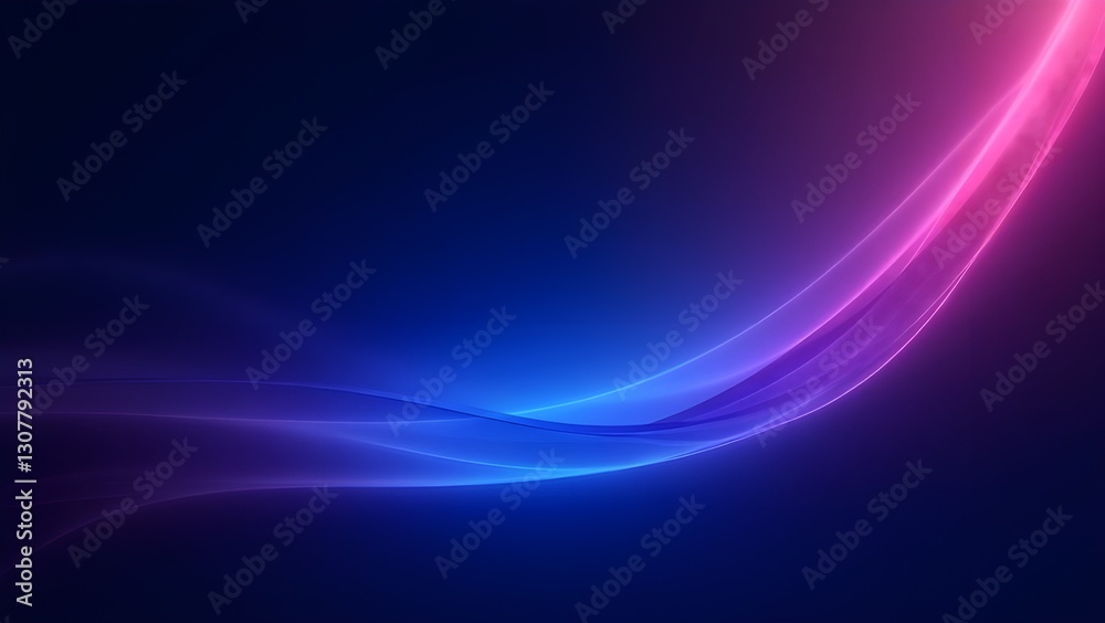 Naklejka premium Futuristic abstract background with flowing blue and purple light waves on a dark backdrop. Perfect for technology, digital themes, and modern designs