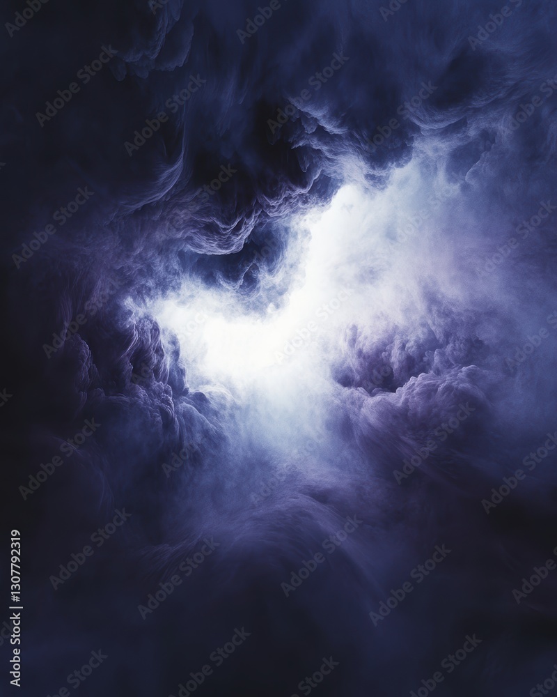Fototapeta premium Mysterious Dark Clouds with Illumination in the Center of the Sky