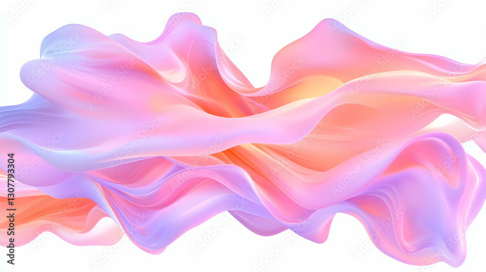 Pastel Flowing Fabric; Abstract Design, White Background; Ideal for website banners or social media Pastel Flowing Fabric; Abstract Design, White Background; Ideal for website banners or social media
