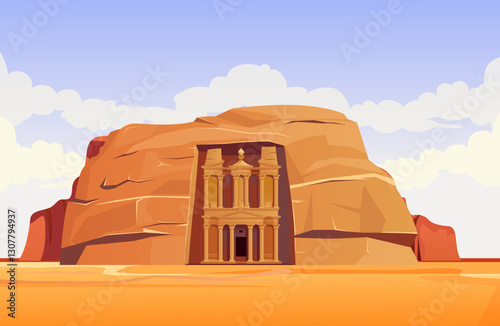 Petra also called the "Rose City" - Stock Illustration