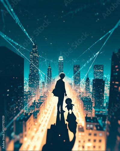 A Silhouettes inside cyberspace