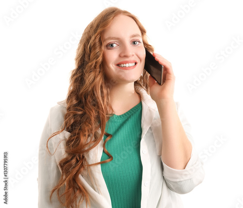 Beautiful redhead woman tal...