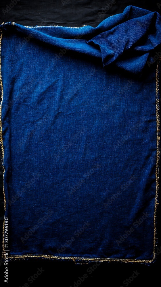 Naklejka premium Deep sapphire hued fabric draped elegantly on dark surface still life