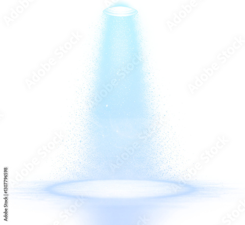 Blue Spotlight Effect with particles isolated on a transparent background