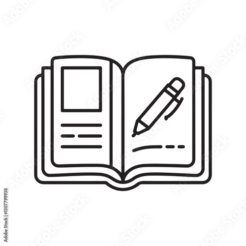 Book with pen vector illustration