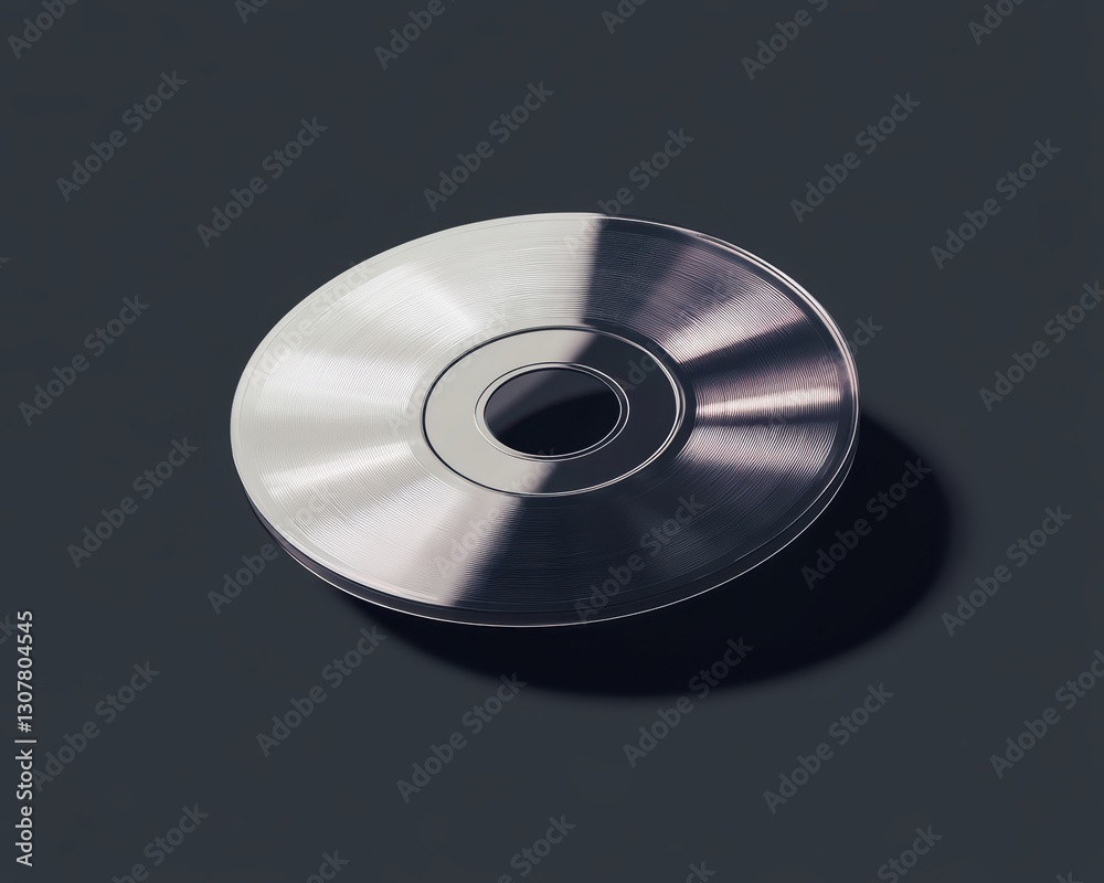 Metallic Disc on Dark Background with Soft Shadow Effect Metallic Disc on Dark Background with Soft Shadow Effect