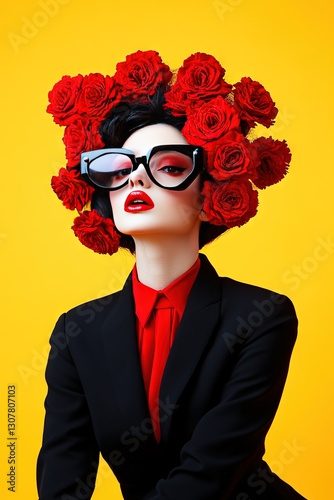 fashionable intellectual woman with glasses - smart and stylish adult lady