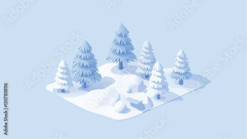 Winter Wonderland with Pine Trees and Snowbanks .eps