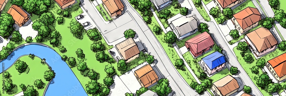 Fototapeta premium 2d neighborhood map 