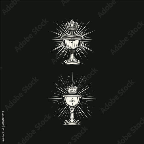 Holy grail with royal crown design vector template illustration