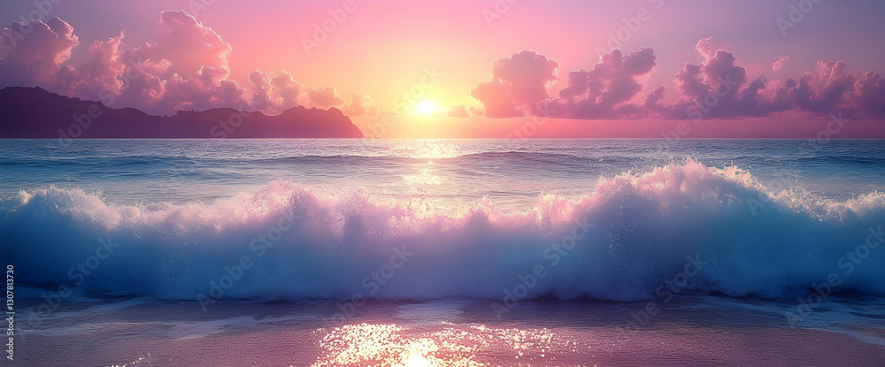 Dramatic Sunset Over Sparkling Ocean Waves Dramatic Sunset Over Sparkling Ocean Waves