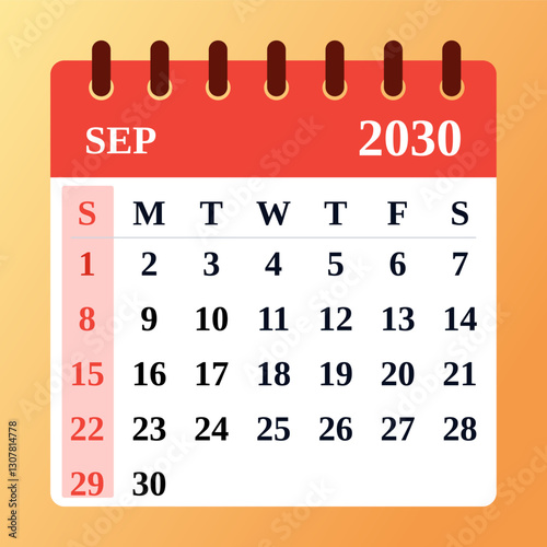 Classic September 2030 calendar with a neutral and professional style. Great for back-to-school organization, business planning, and goal setting