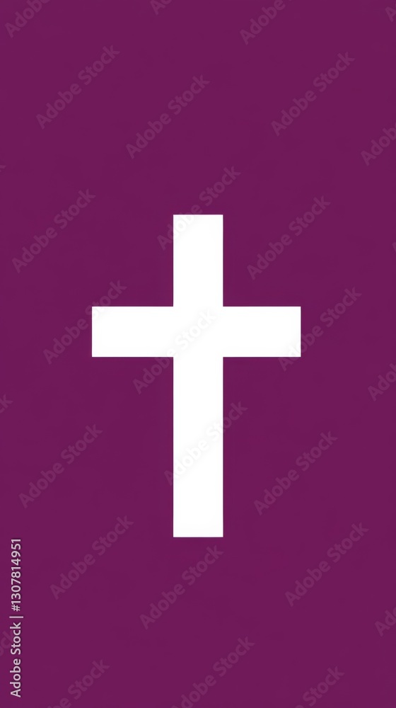 a simple purple and white cross symbol, elegantly positioned against a solid background. a simple purple and white cross symbol, elegantly positioned against a solid background.