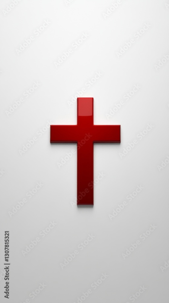 a simple red and white cross symbol, elegantly positioned against a solid background a simple red and white cross symbol, elegantly positioned against a solid background
