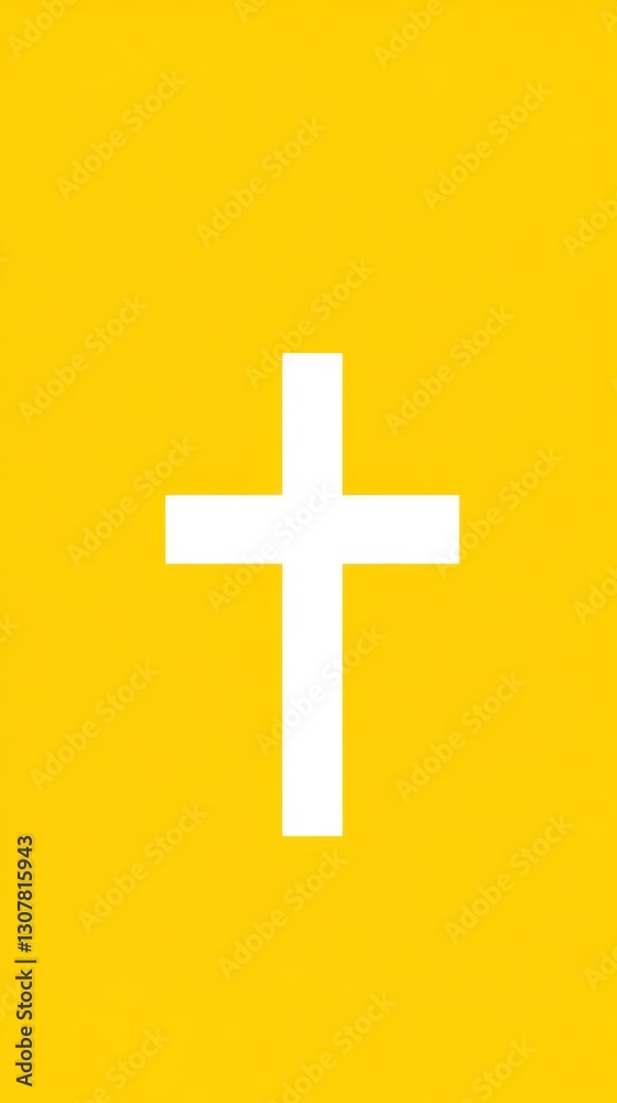 Obraz premium a simple yellow and white cross symbol, elegantly positioned against a solid background