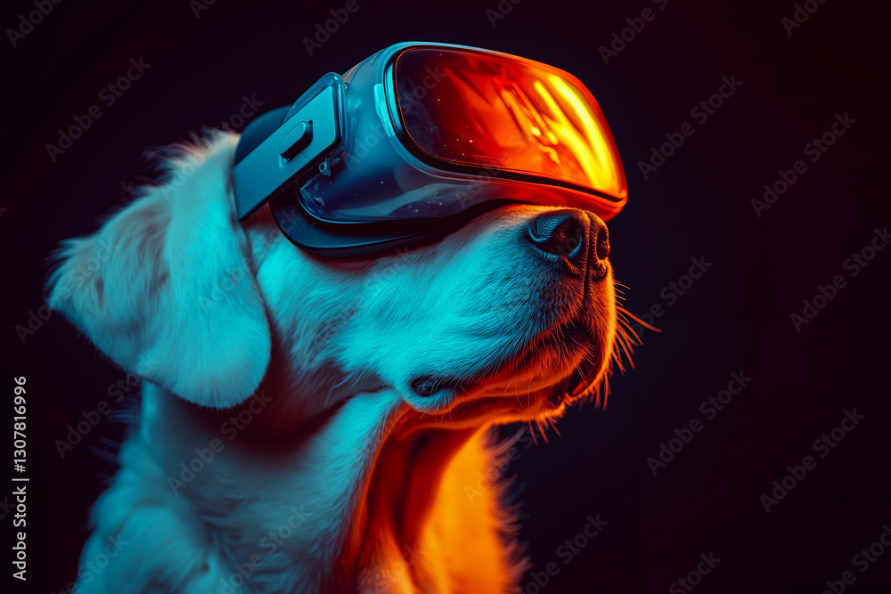Naklejka premium A dog wearing a pair of goggles on its head