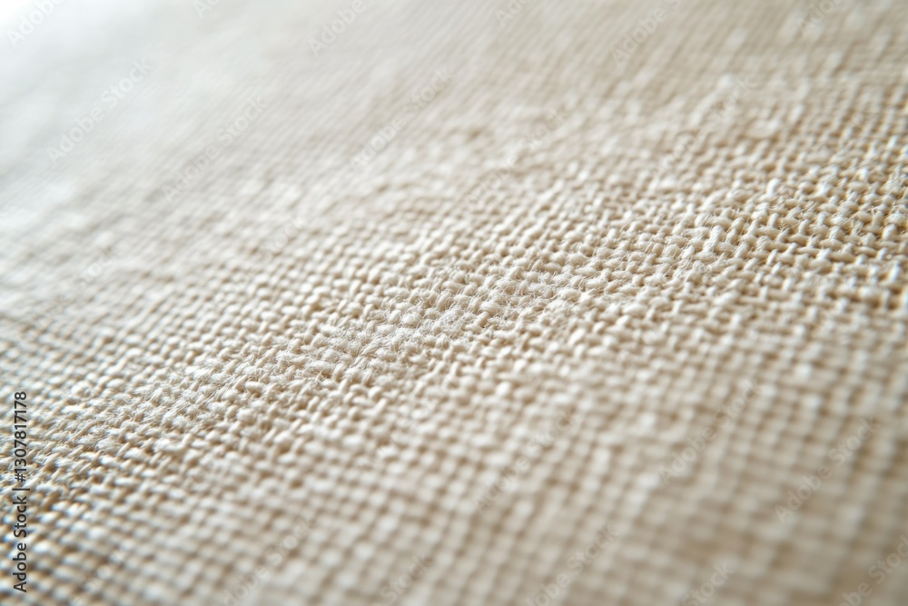 Close-up view of a textured, off-white linen fabric, showcasing its woven structure. Close-up view of a textured, off-white linen fabric, showcasing its woven structure.