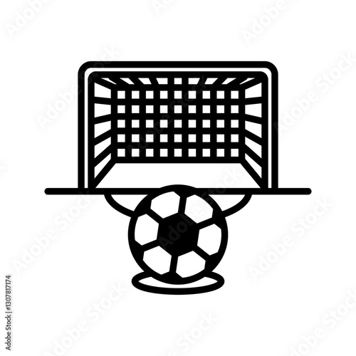 A black and white penalty kick icon