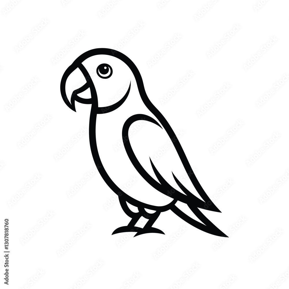 parrot line art on white background parrot line art on white background