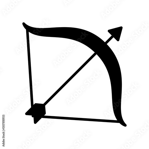 Black And White Line Art of a Bow and Arrow Symbol