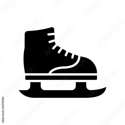 Minimalistic Silhouette of an Ice Skate for Winter Activities and Sports