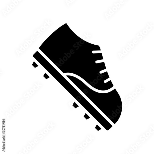 Black and White Silhouette Illustration of Football Cleats Icon on White Background