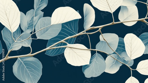 Abstract leaves branch dark background design photo