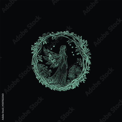 winged forest fairy design vector template illustration