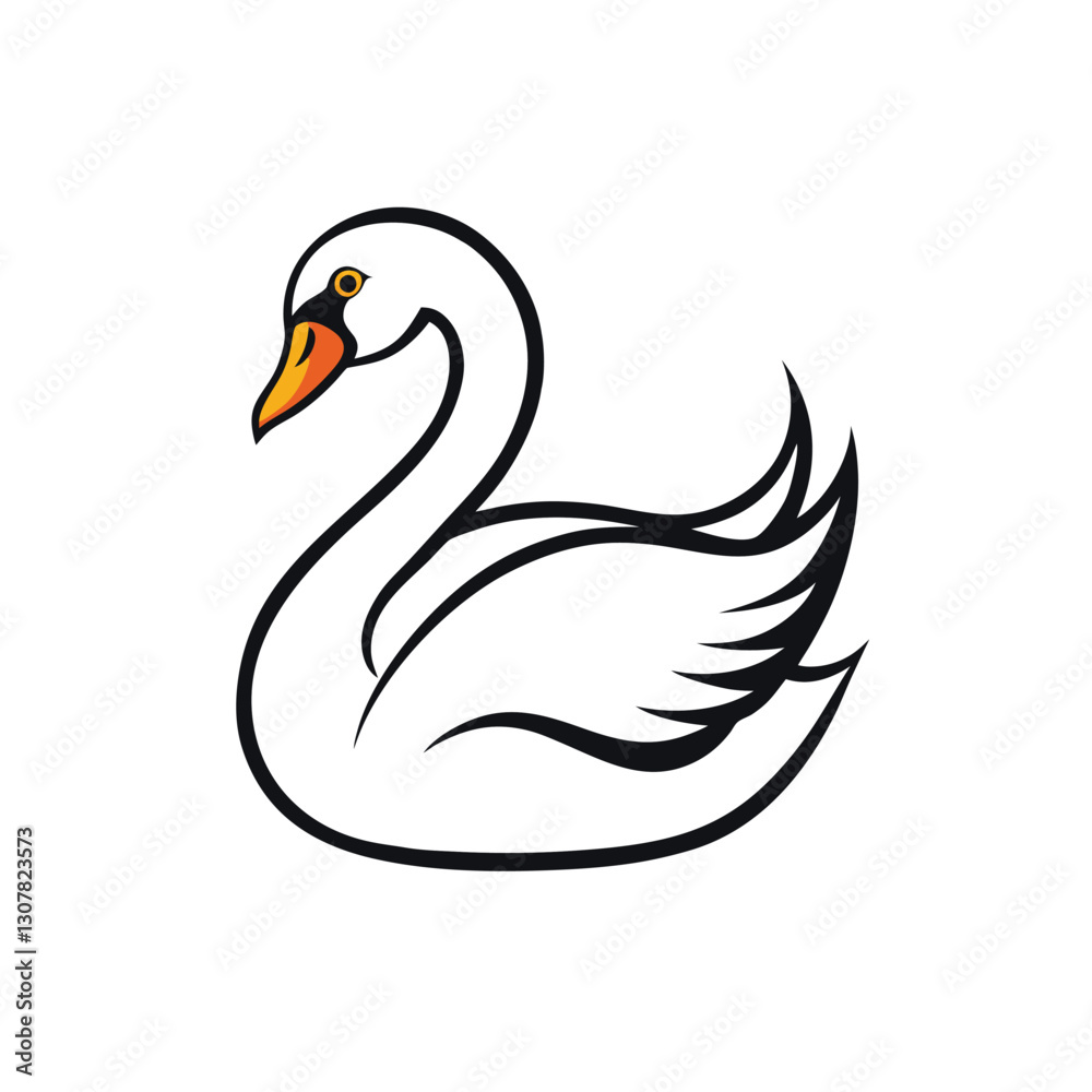 Fototapeta premium swan line art on white background