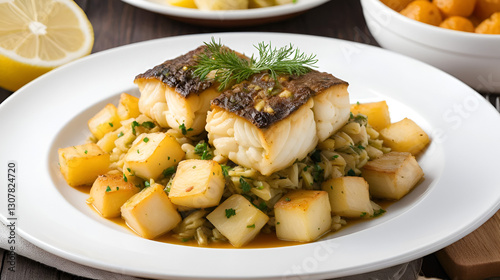 A typical Portuguese dish with codfish called Bacalhau do Porto