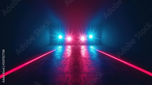 Dynamic police emergency scene with red and blue lights urban environment gigapixel standard scale photo