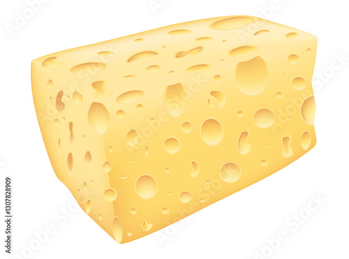 Hard cheese. Vector. Close-up. Used for collage in web design. Concept for kitchen, goods, production, food, business. 