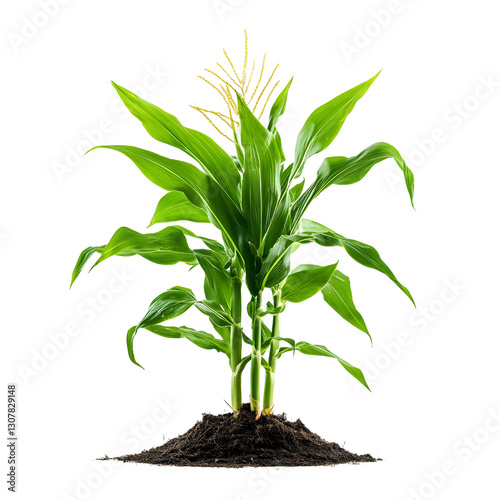 Lush Corn Plant Sprout Growing from Soil