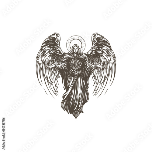 mighty archangel design vector template illustration