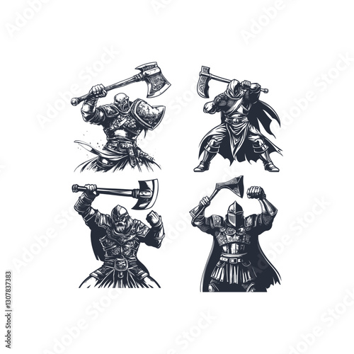 executioner holding an axe design vector template illustration