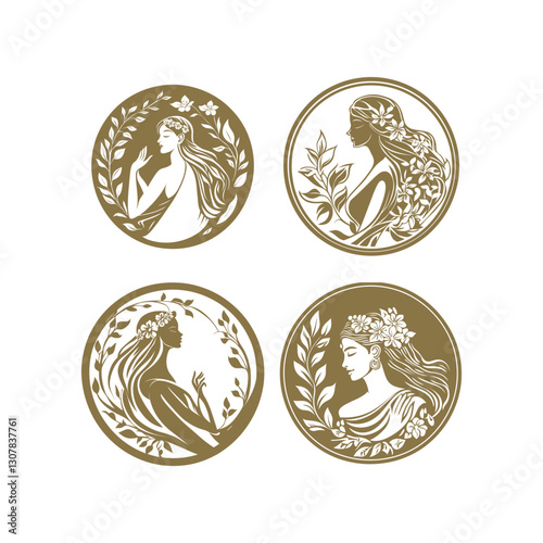 Demeter goddess of agriculture design vector template illustration